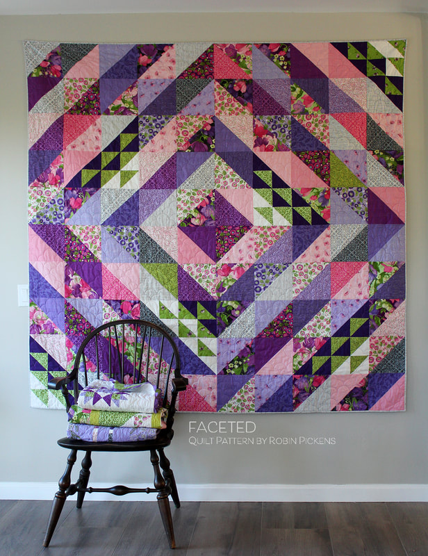 Faceted quilt by Robin Pickens with Sweet Pea and Lily from Moda fabrics