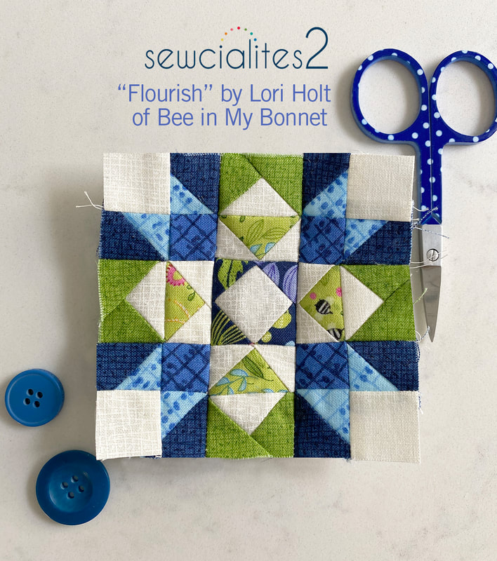 Sewcialites Flourish block from Lori Holt with color studies from Robin Pickens