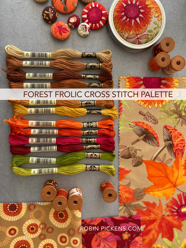 DMC floss colors to go with Forest Frolic fabric