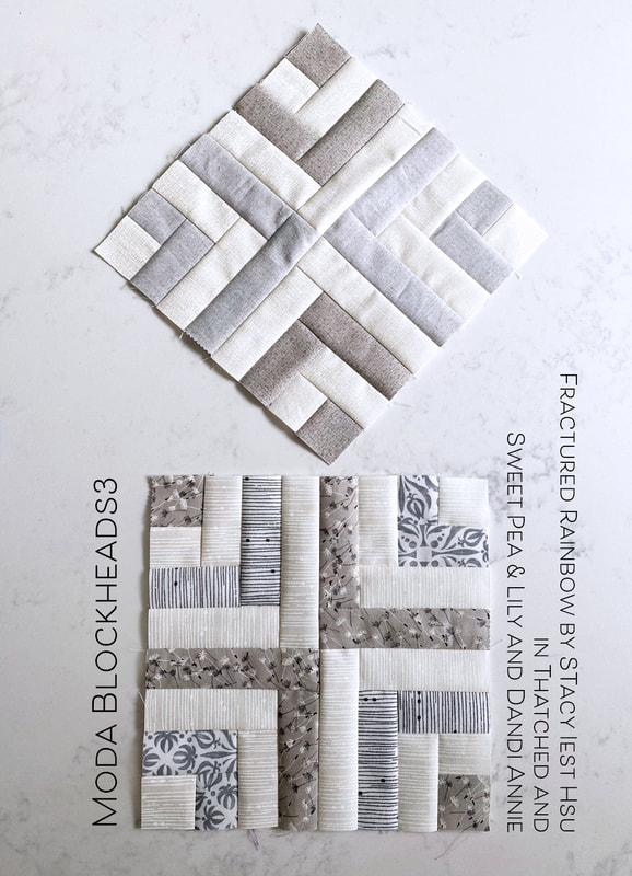 Fractured Rainbow quilt block in Robin Pickens gray fabrics