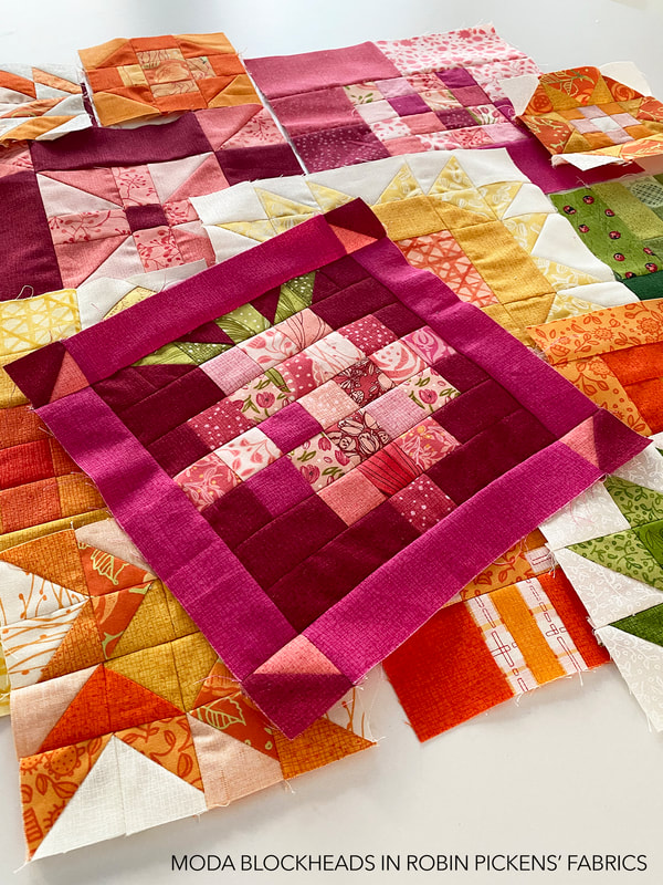 Moda Block-Berry free quilt block pattern in Moda Blockheads group in Robin Pickens fabrics