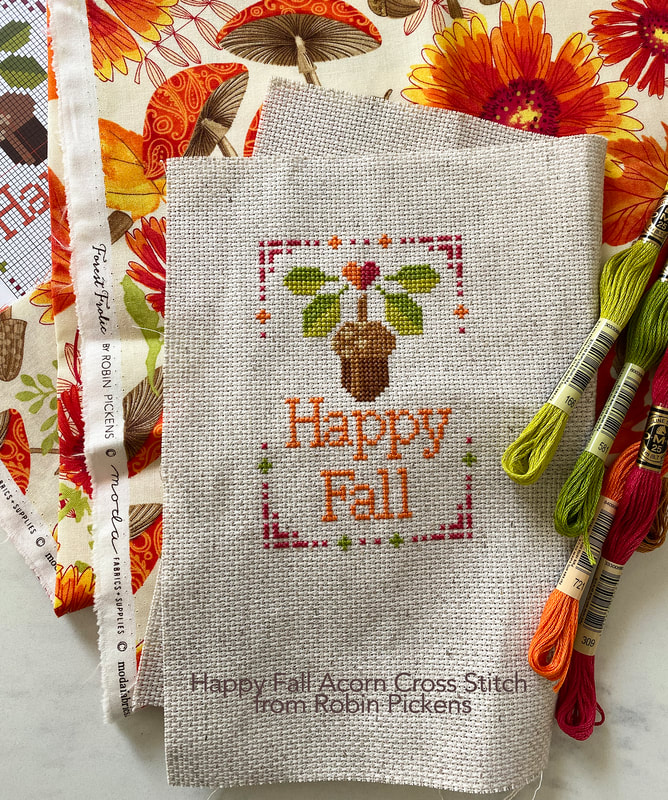 Happy Fall Acorn from Robin Pickens Cross Stitch