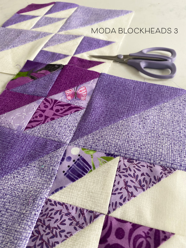 Moda Blockheads3 Dream by Sherri McConnell in Purple Thatched and Sweet Pea