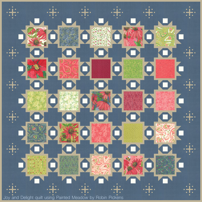Painted Meadow blues for Joy and Delight quilt