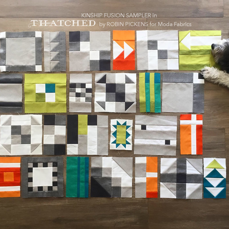 Kinship quilt blocks in Thatched fabric
