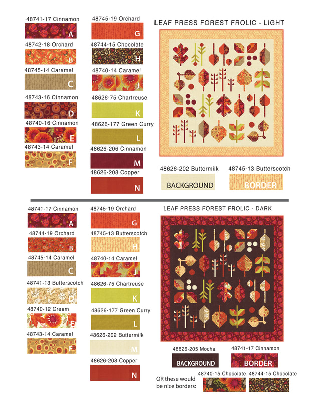 Leaf Press quilt Thatched color studies- Forest Frolic Fall