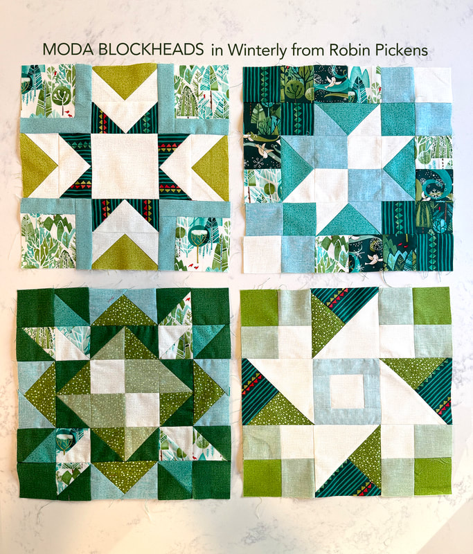 Moda Blockheads 4 quilt blocks in Winterly Robin Pickens