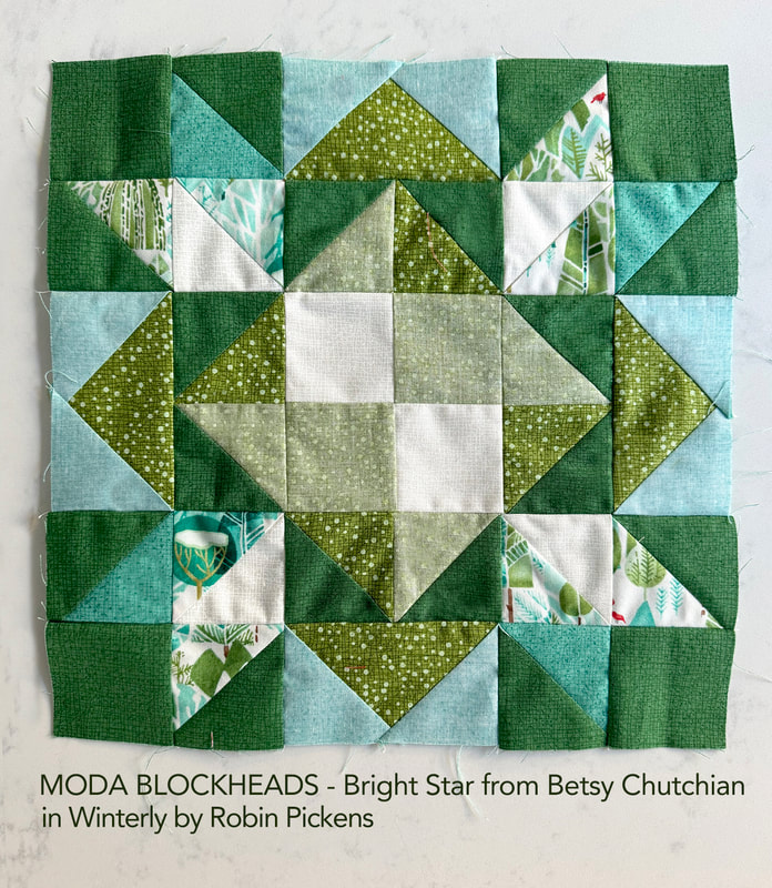 Moda Blockheads quilt block Bright Star in Winterly Robin Pickens