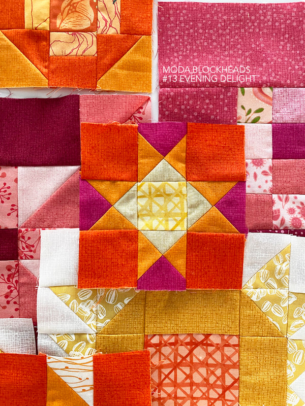 Evening Delight quilt block in Robin Pickens fabrics - Moda Blockheads block 13