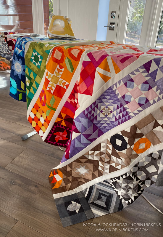 Moda Blockheads all-Thatched quilt top Robin Pickens