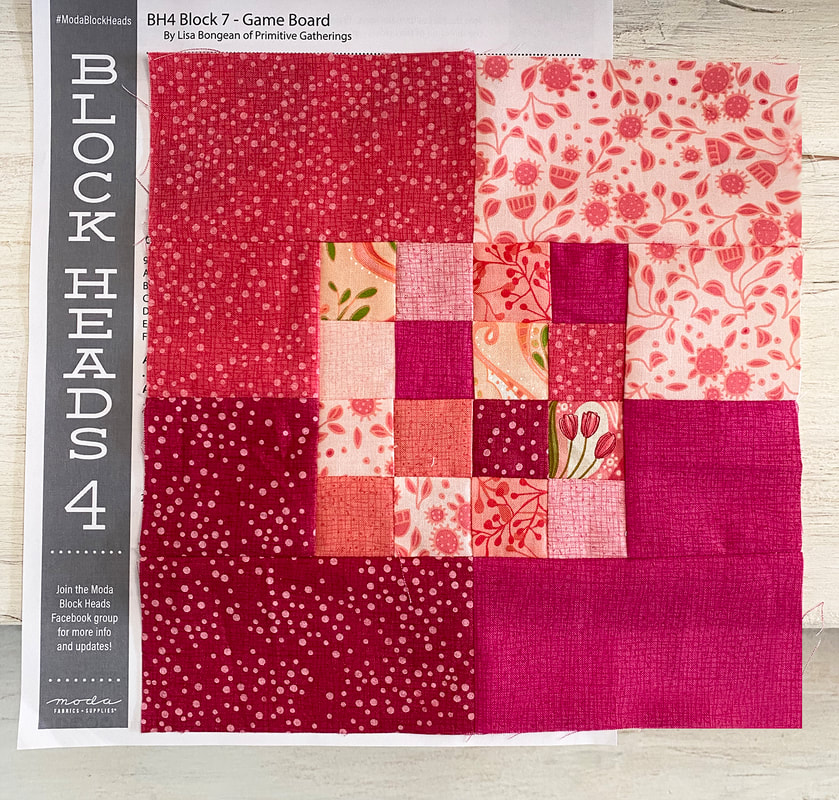 Free quilt block for Moda Blockheads of Lisa Bongean's Game Boardin Robin Pickens fabrics