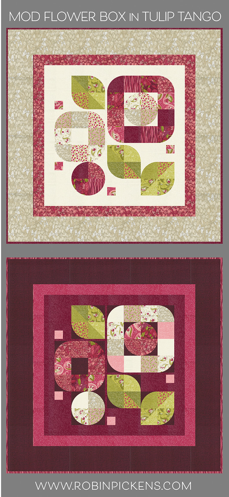 Mod Flower Box quilt in Tulip Tango from Robin Pickens