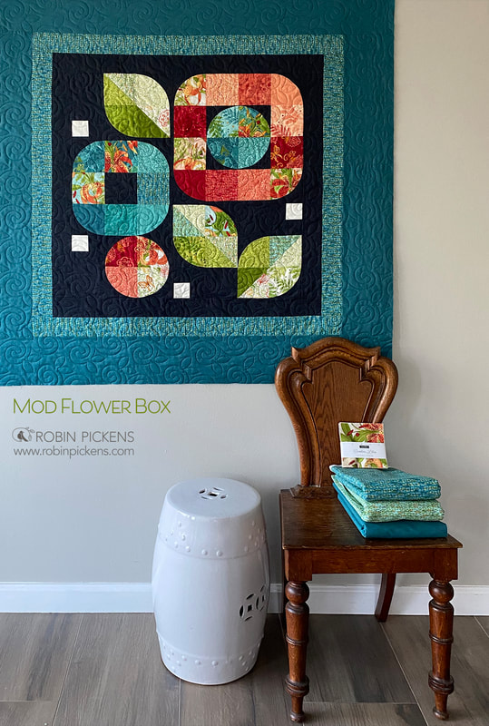 Mod Flower Box quilt from Robin Pickens in Carolina Lilies wall quilt