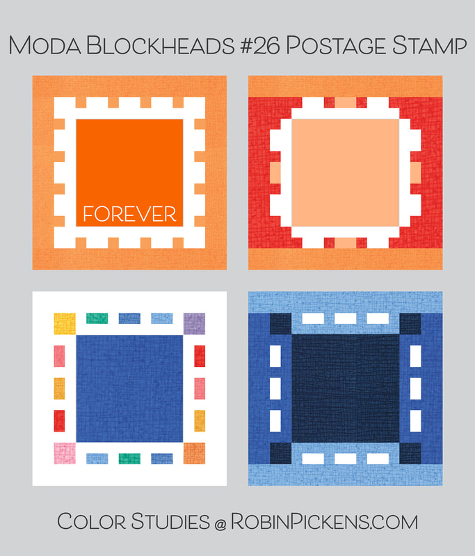Moda Blockheads #26 Postage Stamp Color Studies from Robin Pickens