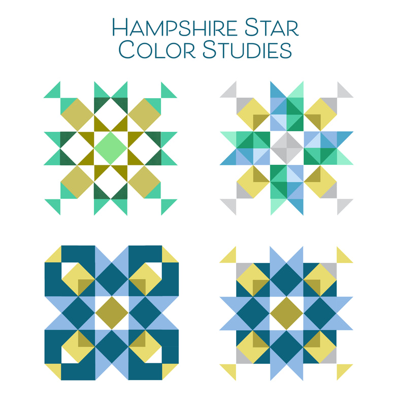 Hampshire Star quilt block color variations