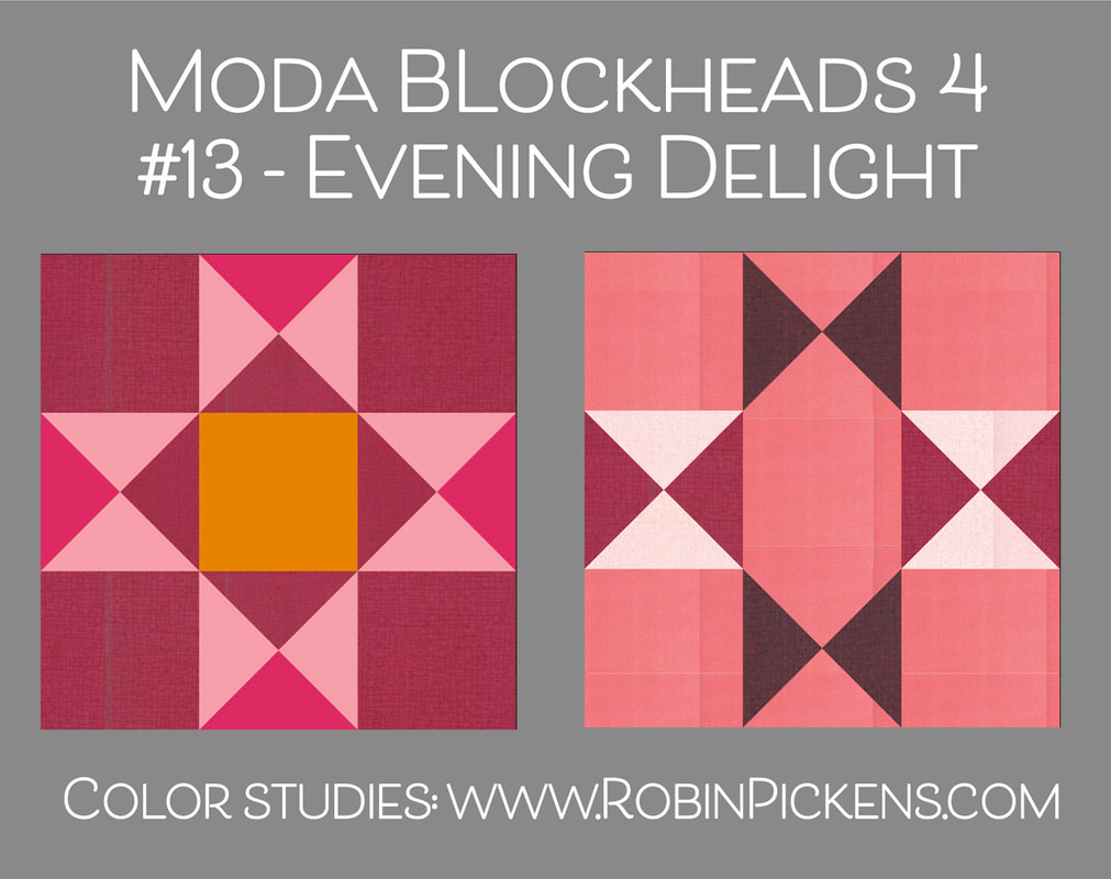 Evening Delight quilt block color studies from Robin Pickens- pinks