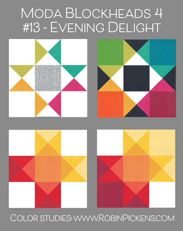 Evening Delight quilt block color studies from Robin Pickens- rainbow