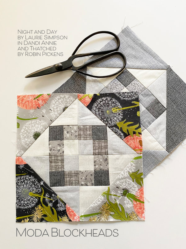 Night and Day quilt block in Dandi Annie and Thatched fabrics by Robin Pickens