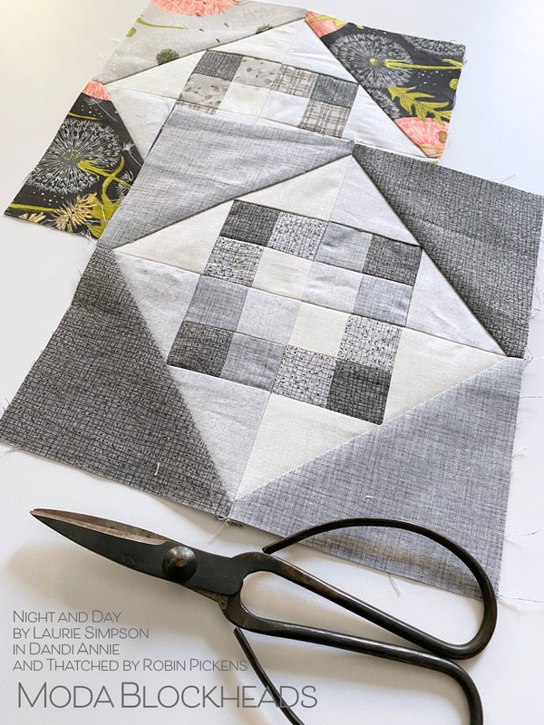 Night and Day quilt block in Thatched fabrics by Robin Pickens
