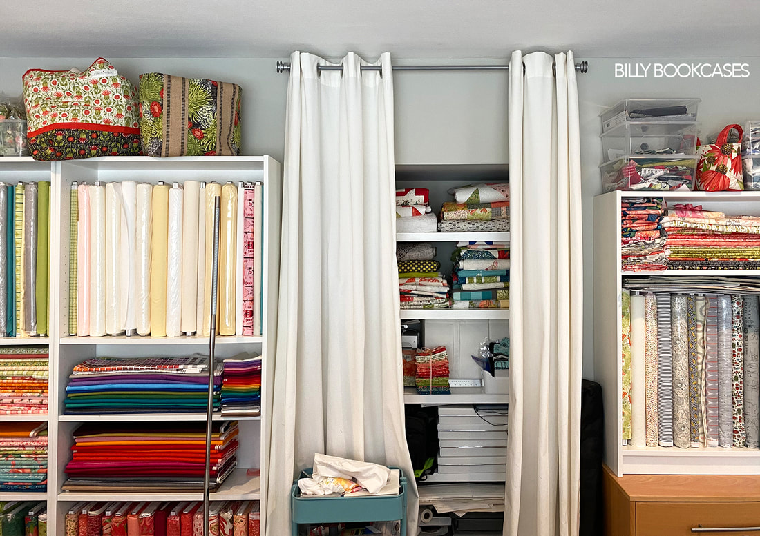 Billy bookcases from Ikea to hold fabric bolts