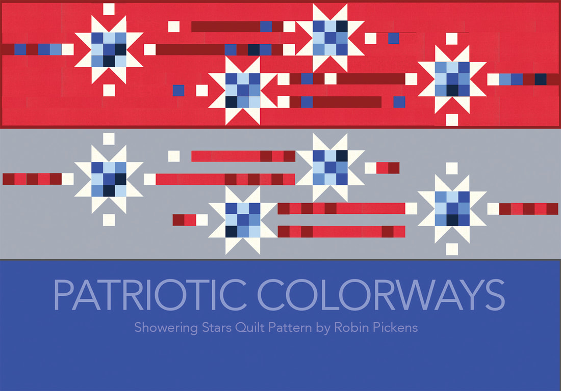 Showering Stars Table Runner in Patriotic Colors by Robin Pickens