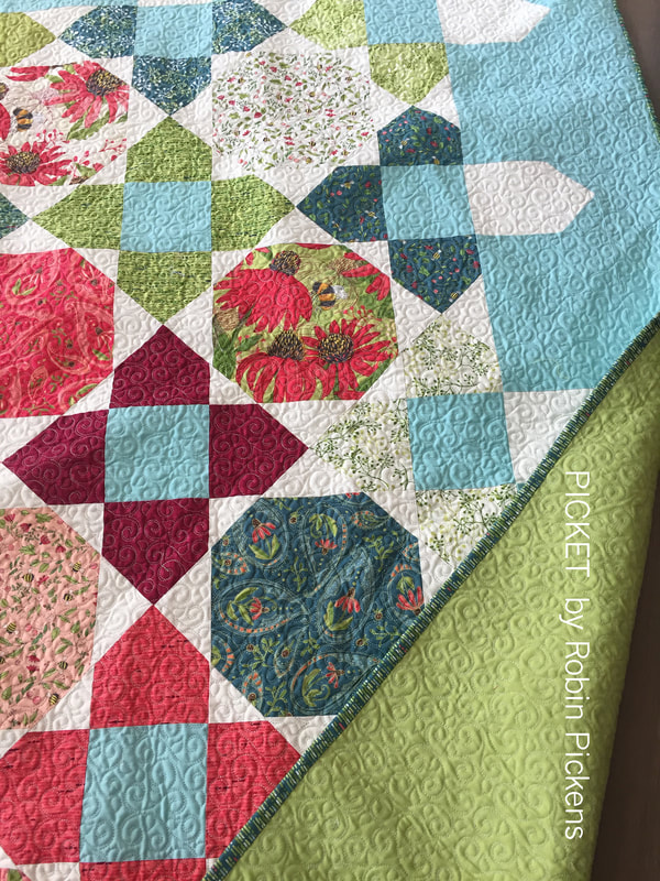 Picket quilt by Robin Pickens with Painted Meadow for Moda Fabrics - pistachio background