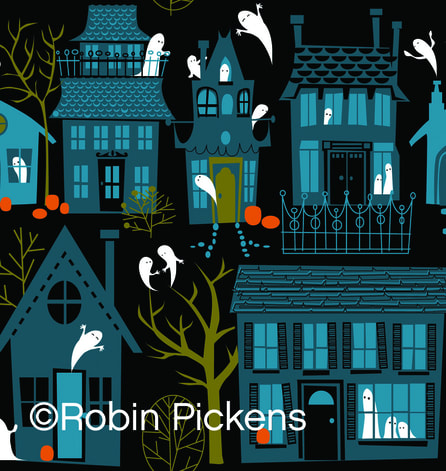 Robin Pickens halloween design ghost haunted house
