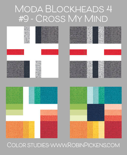 Moda Blockheads quilt block 9 Cross My Mind in Robin Pickens Color Studies