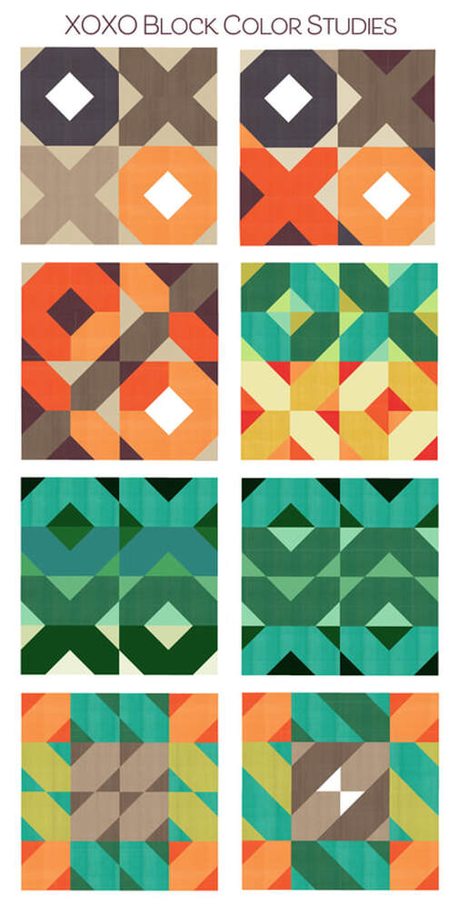 XOXO block color studies by Robin Pickens