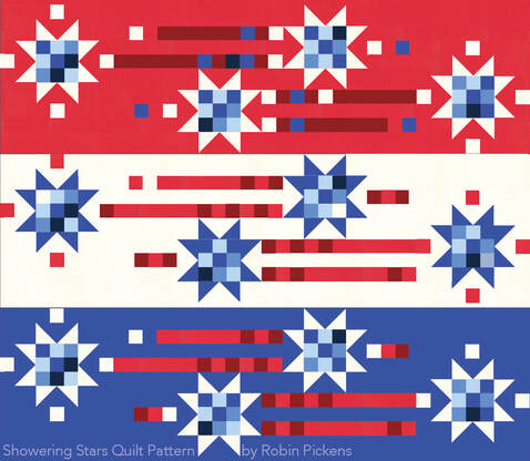 Showering Stars Table Runner in Patriotic Colors by Robin Pickens