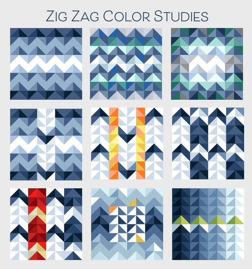 Zig Zags block color studies from Robin Pickens