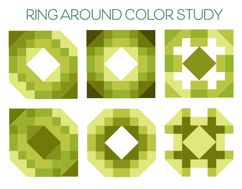 Ring Around block color studies for Moda Blockheads