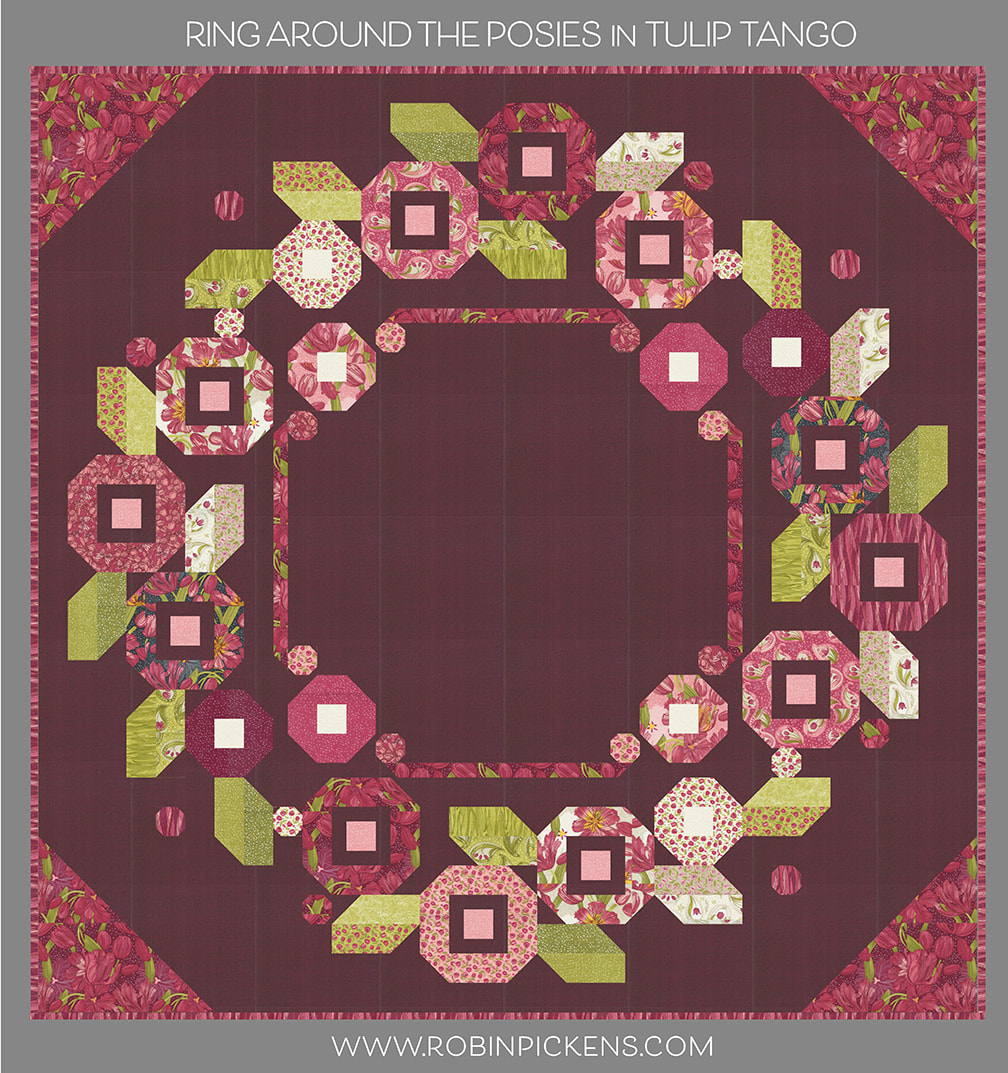 Ring Around the Posies quilt in Tulip Tango from Robin Pickens in Burgundy