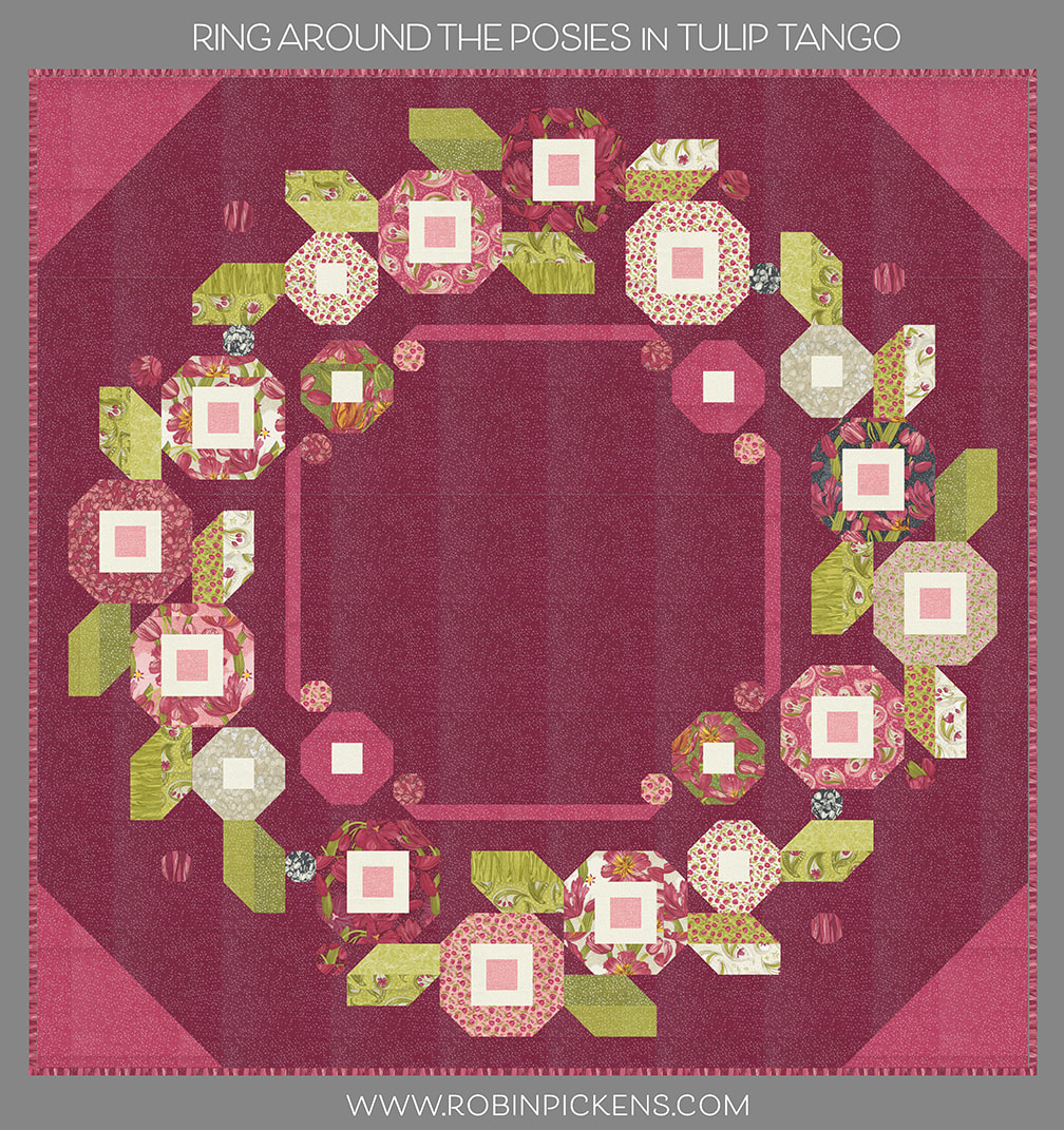 Ring Around the Posies quilt in Tulip Tango from Robin Pickens in Cranberry