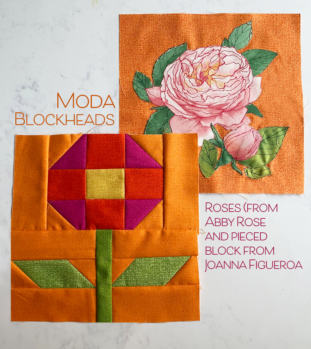 Roses quilt blocks in Joanna Figueroa's Posie Bloom in Robin Pickens fabrics