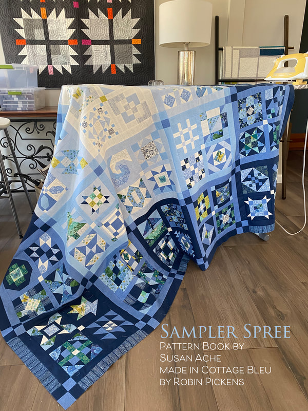 Sampler Spree in Cottage Bleu joined and ironed Robin Pickens