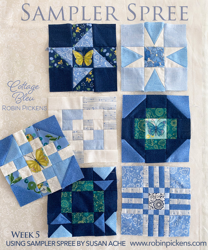 Sampler Spree in Cottage Bleu from Robin Pickens quilt blocks 5