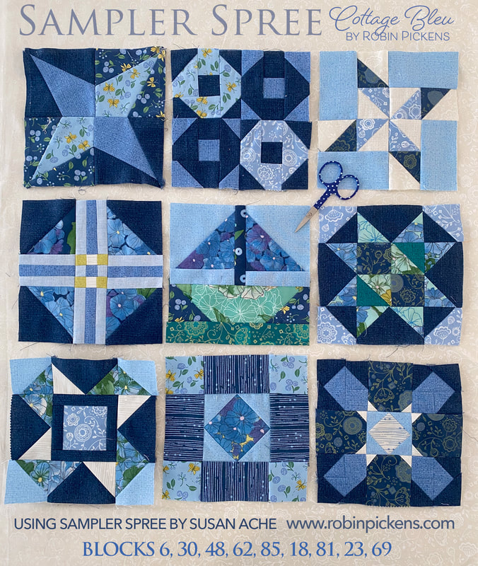 Sampler Spree in Cottage Bleu from Robin Pickens quilt blocks 6