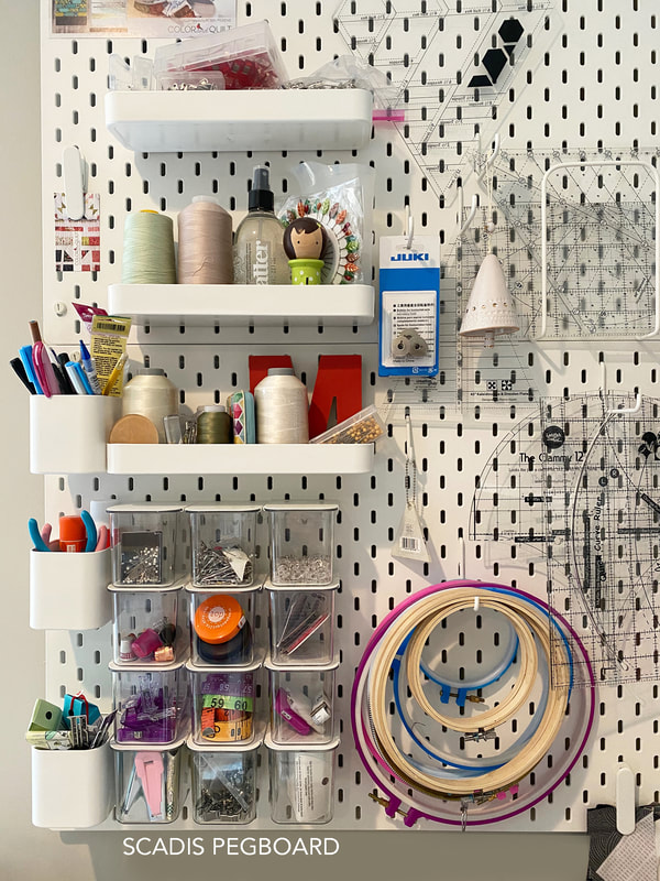 Scadis pegboard from ikea for sewing notions