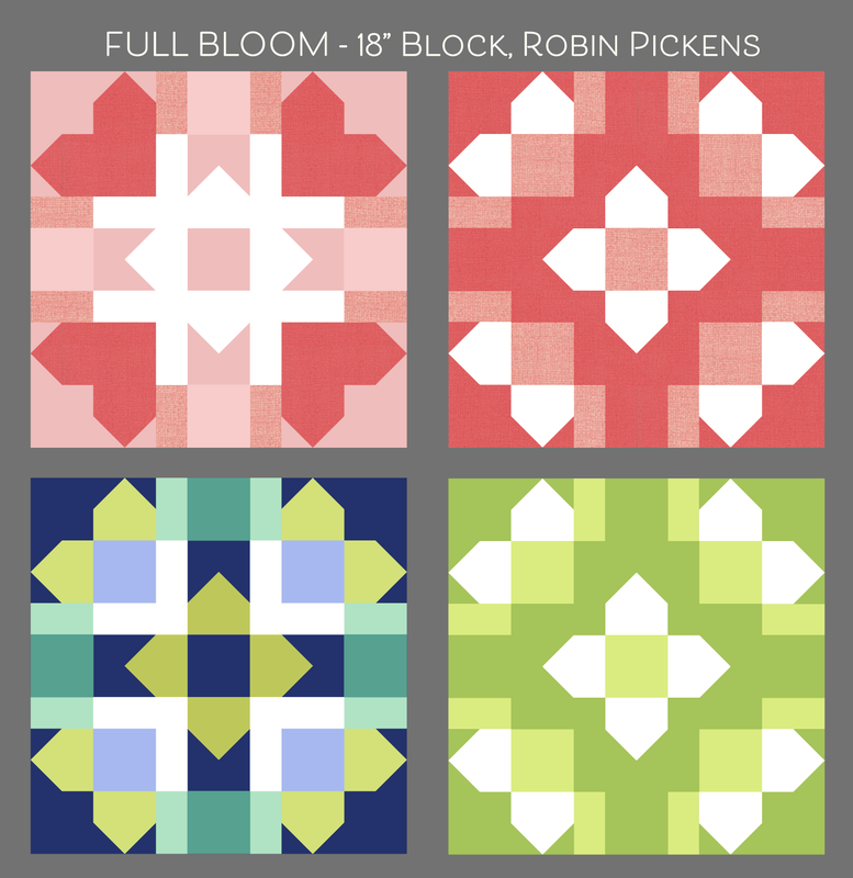 Full Bloom 18 inch block by Robin Pickens color studies