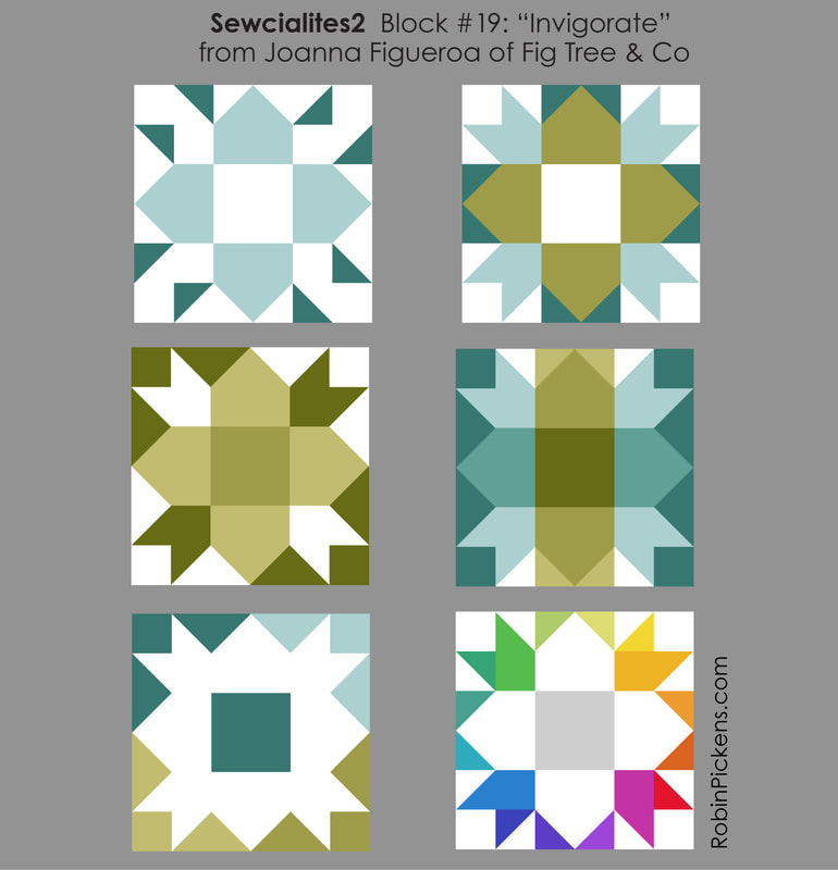 Sewcialites quilt block 19 color studies