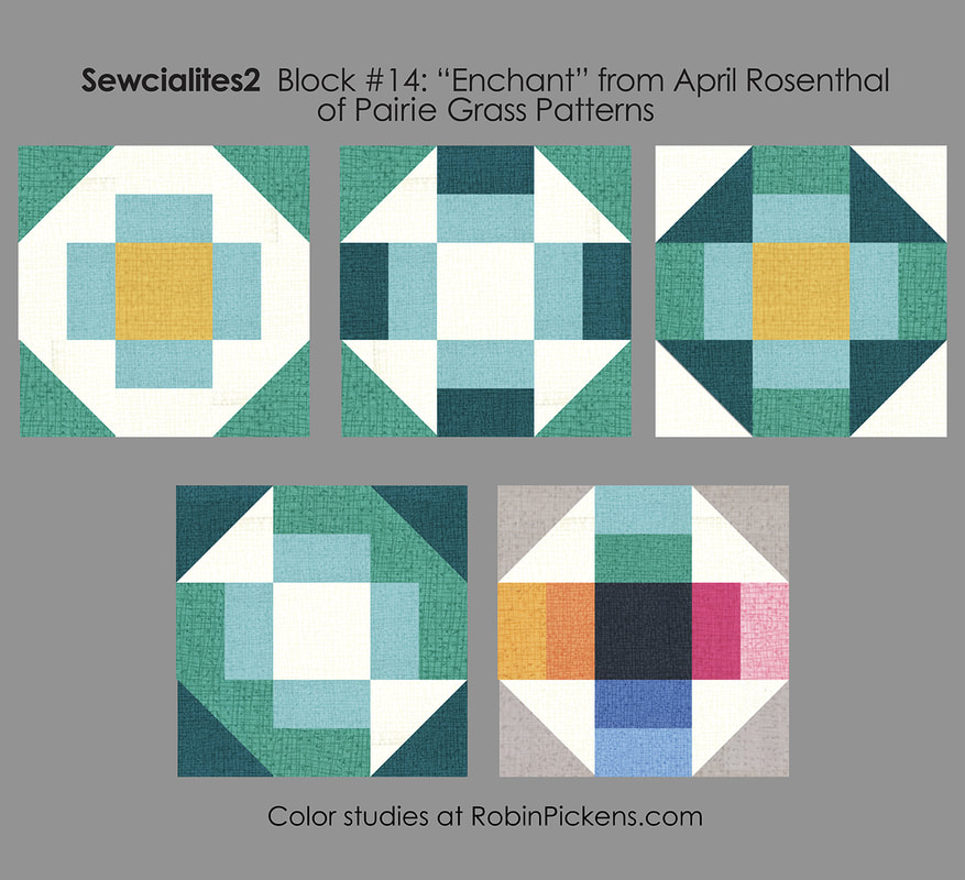 Sewcialites Enchant block color studies from Robin Pickens