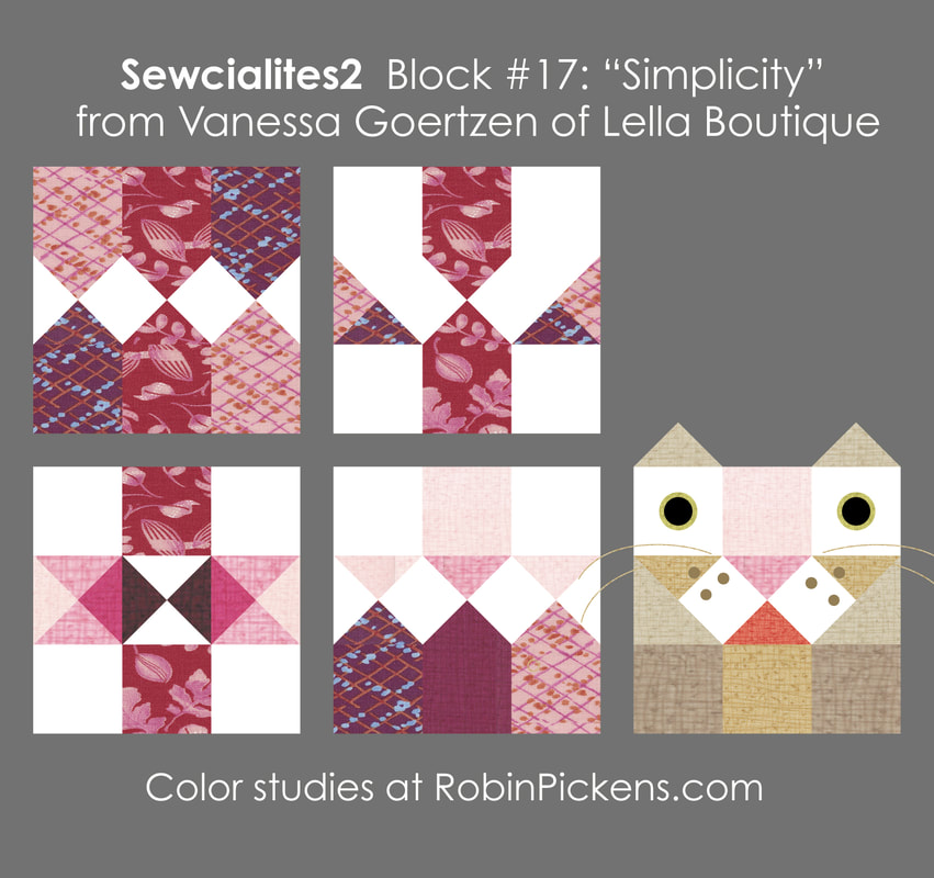 Sewcialites block 17 in Robin Pickens Color Studies
