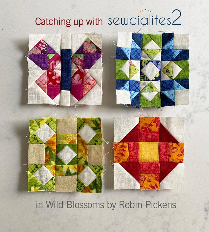 Sewcialites blocks in Wild Blossoms Robin Pickens