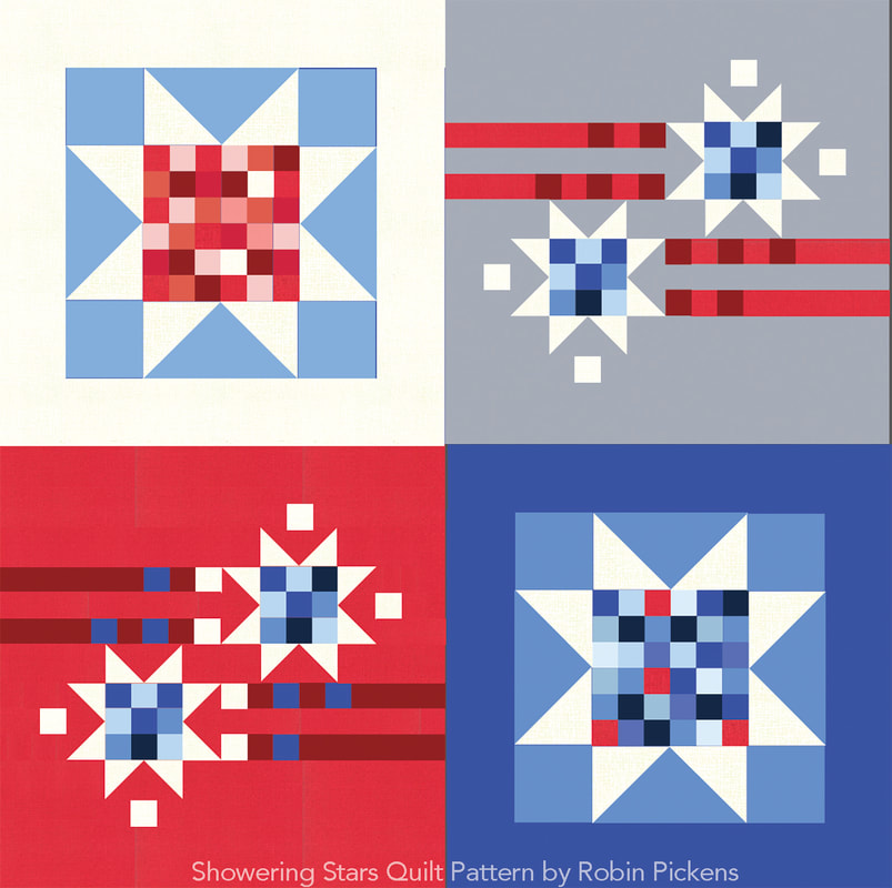 Showering Stars Pillows in Patriotic Colors by Robin Pickens