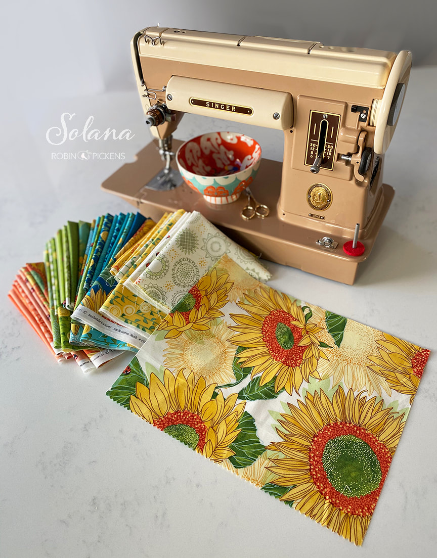Solana Sunflower fabrics by Robin Pickens with my Singer 301