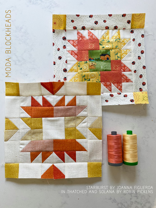 Moda Blockheads Starburst block in Solana and Thatched fabrics by Robin Pickens
