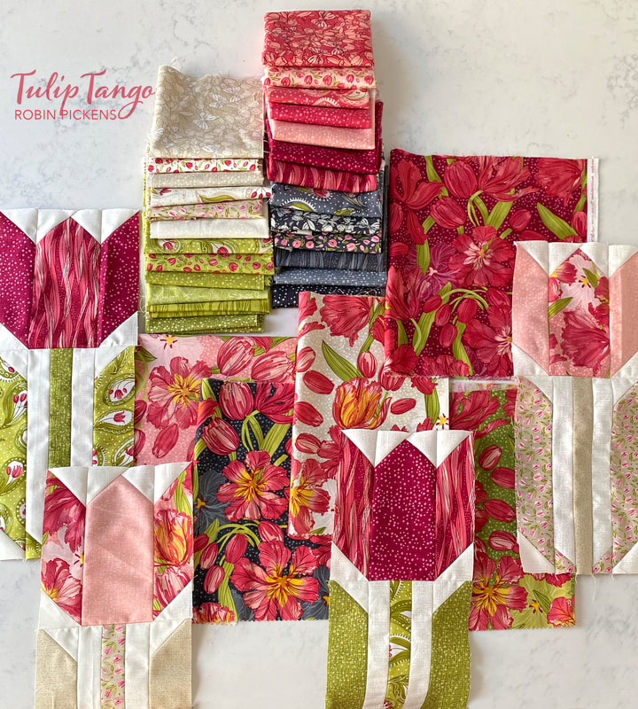 Tulip Tango Robin Pickens Moda Fabric Tulip Season blocks